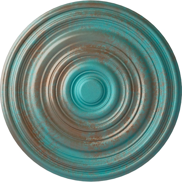Ekena Millwork Carton Ceiling Medallion (For Canopies up to 2 5/8"), 12 5/8"OD x 1"P, Copper Green Patina CM13CACGS - main